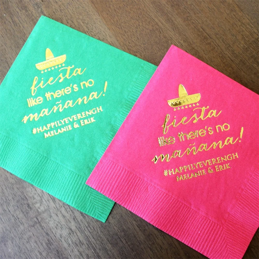 

Fiesta Like There's No Manana - Personalized Party Napkins, Custom Napkins, Cinco de Mayo Napkins, Sombrero Napkins, Birthday Na