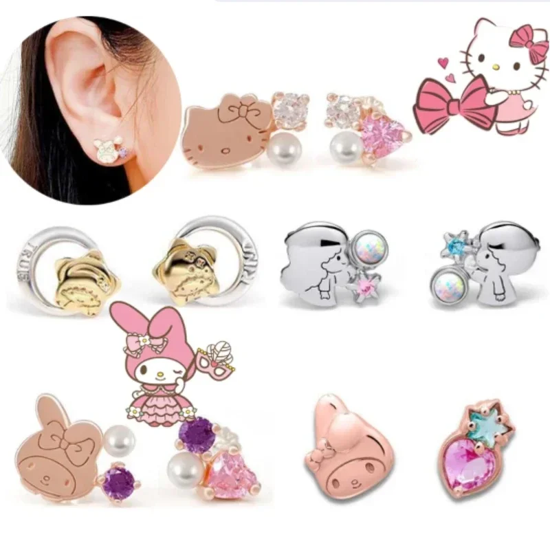 

Hello Kitty My Melody Anime Earrings Sanrio Cartoon Little Twin Stars Ear Studs Jewelry Christmas Birthday Gift Accessory