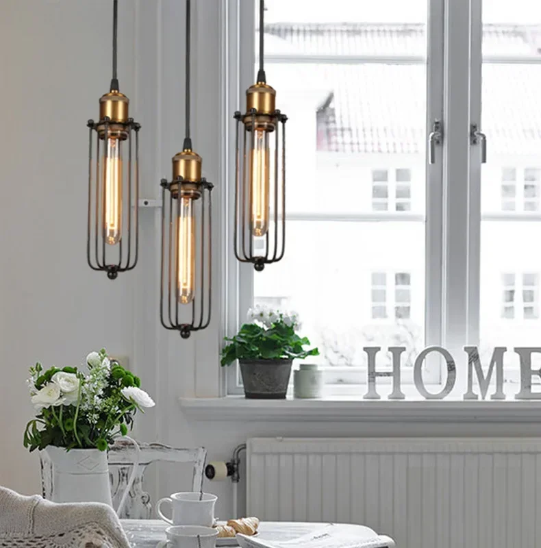 Hot Vintage Edison Industrial Ceiling Pendant Lamp Hanging Lighting Loft American Country Restaurant Bedroom Lamp European Retro
