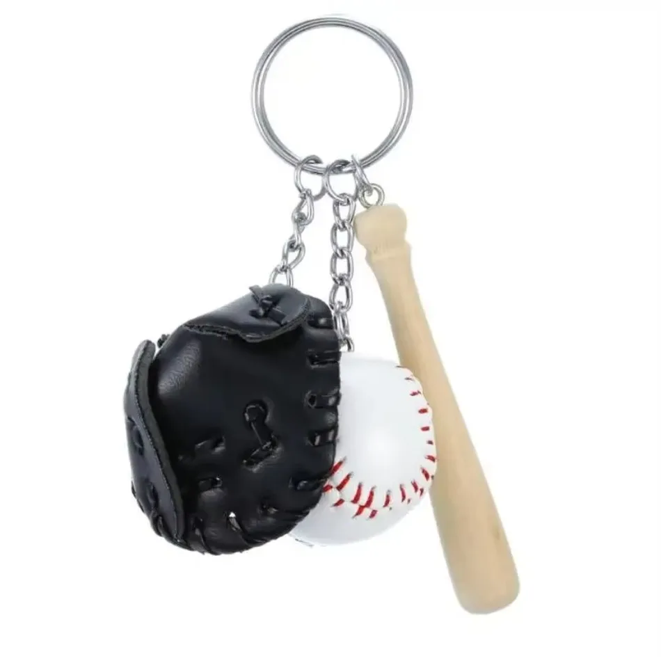 1 Pcs Popular Baseball Keychain Pendant Simulation Mini Baseball Keychain Creative Bat PU Leather Promotion Novelty Gift