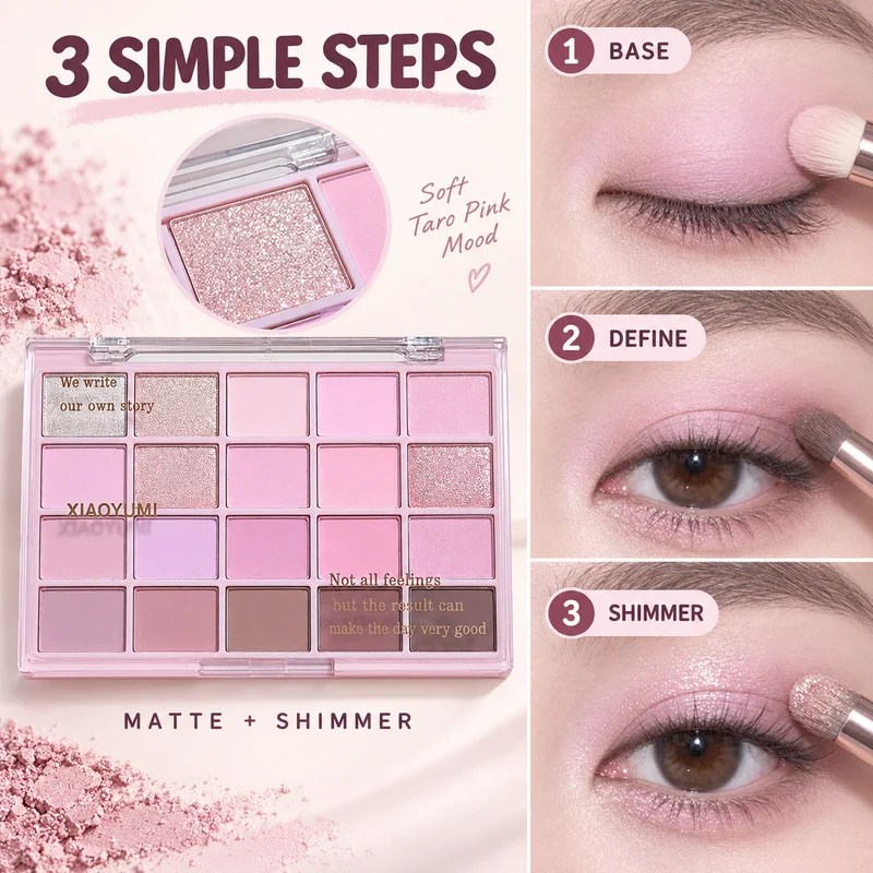 20 Color Eyeshadow Palette, Matte Shimmer Glitter Nude Pink Purple Brown Eye Shadow Makeup for Women Daily Party Smoky Eye Looks gallery 5