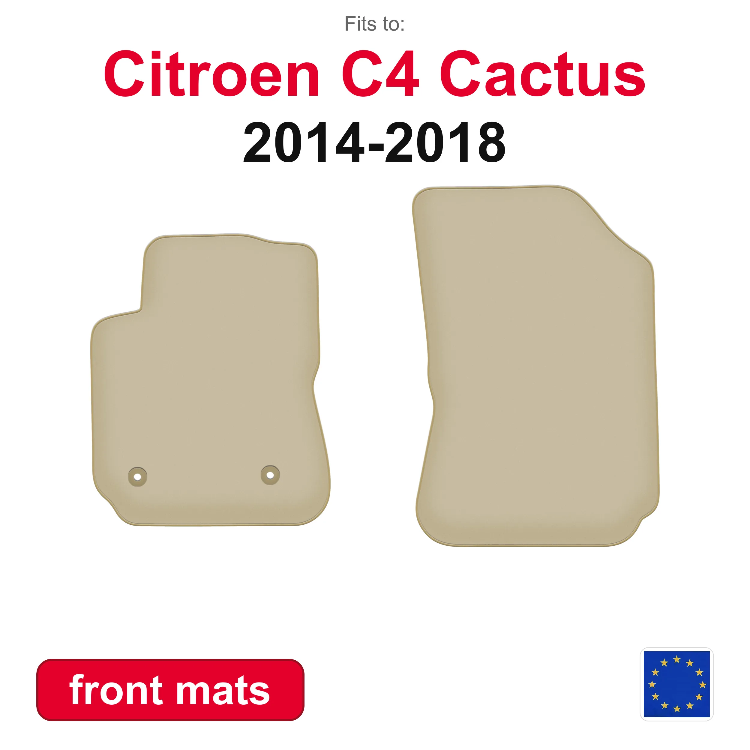 PREMIUM auto vloermatten voor Citroen C4 Cactus crossover (2014-2018) -beige 2 stuks voortapijt voor voertuigvloer