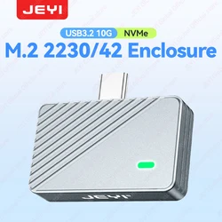 JEYI 2242 2230 M.2 NVMe Direct-attach SSD Enclosure, USB 3.2 10Gbps Direct USB-C Plug Aluminum M2 Enclosure Supports UASP TRIM