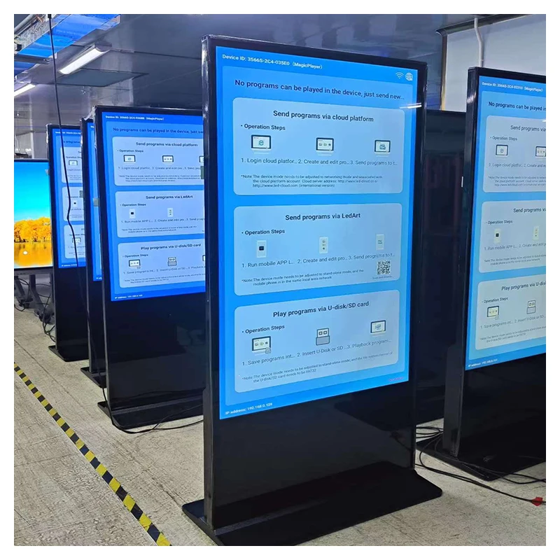 Display Digital Interativo de 43/50/55/65/75/85/98 polegadas para Uso Interno/Externo com Tela Touch Screen 4K, Painel LED/LCD, Totem Android para Publicidade e Quiosque de Sinalização Digital