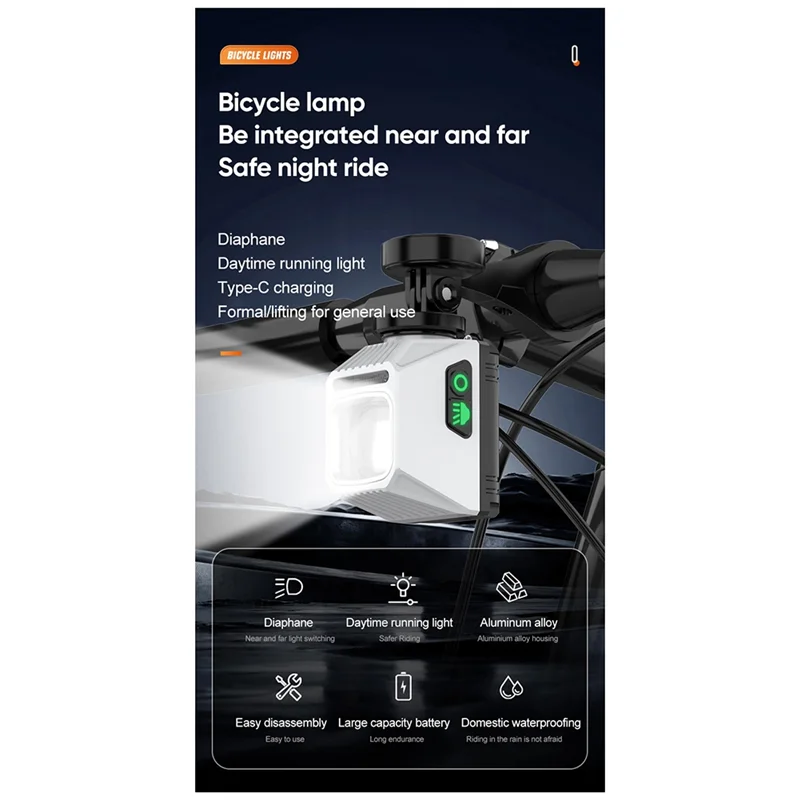 

ABVL-Ночной велосипедный передний фонарь, USB перезаряжаемый светодиодный фонарик, лампа для горного велосипеда, электронного велосипеда