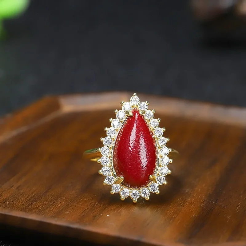 

Natural Raw Cinnabar Purple Gold Sand Ring, Exquisite Fashion and Versatile Jewelry