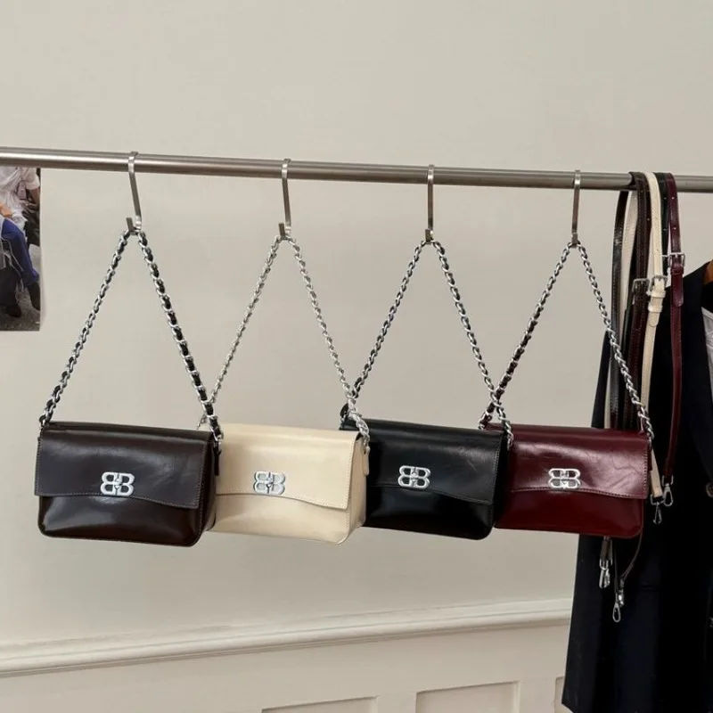 

Simple Retro Square Diaper Bag Textured Original Leather Shopper Tote Women Superstar Show Luxury Fashionable