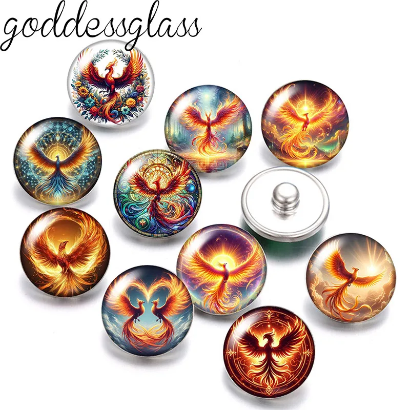 

Огонь, древние птицы, Феникс, загадочные, 10 шт., 12 мм/18 мм/20 мм, круглые фото, стеклянный кабошон, плоская задняя часть, изготовление выводов, кнопки «сделай сам»