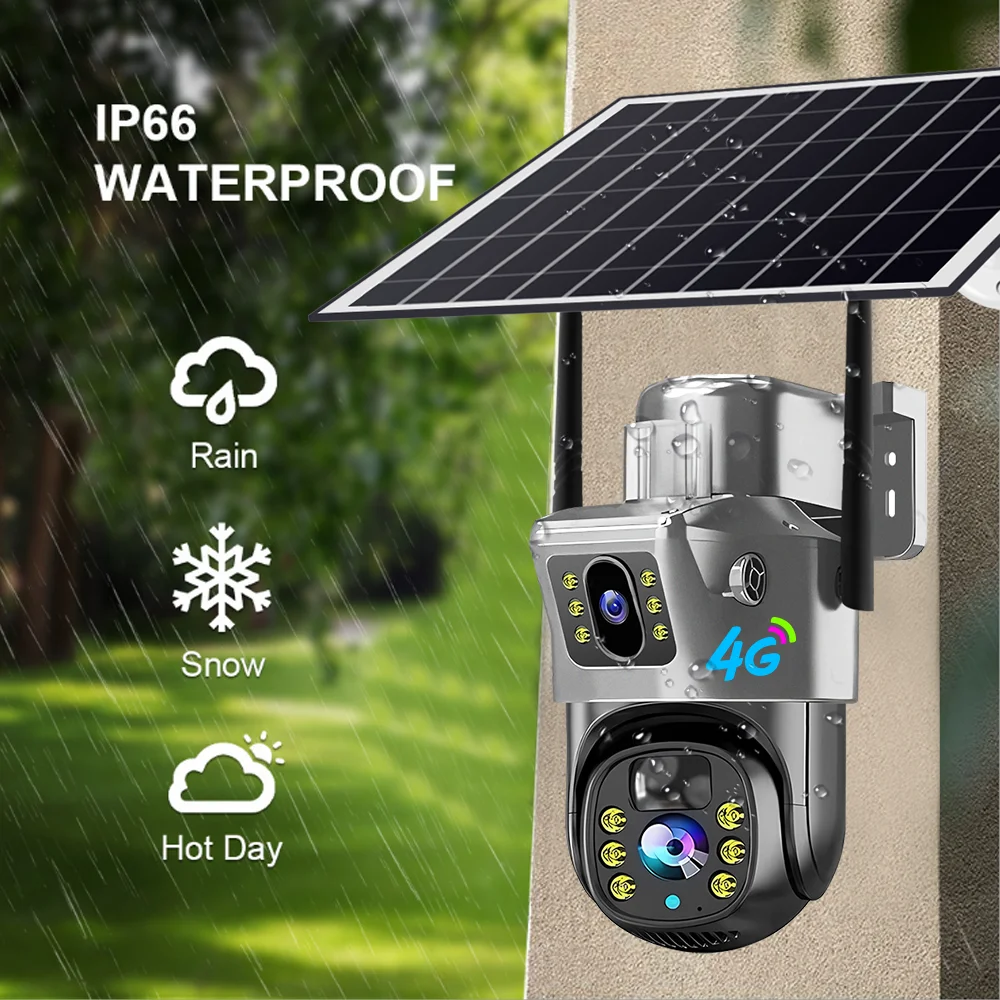 V380PRO 2K في الهواء الطلق فيديو CCTV مراقبة كاميرا تعمل بالأشعة تحت الحمراء الشمسية المزدوج برو عدسة 4MP للرؤية الليلية 4G بطاقة Sim اللاسلكية PTZ بالطاقة #5