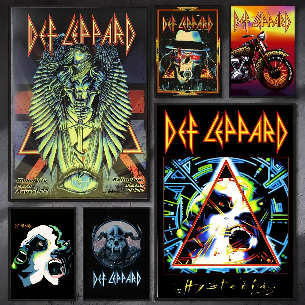 Def L-Leppard Rock Band Poster Waterproof Sticky Wall Art Print For Bedroom Living Room Hallway Bar Home Decor
