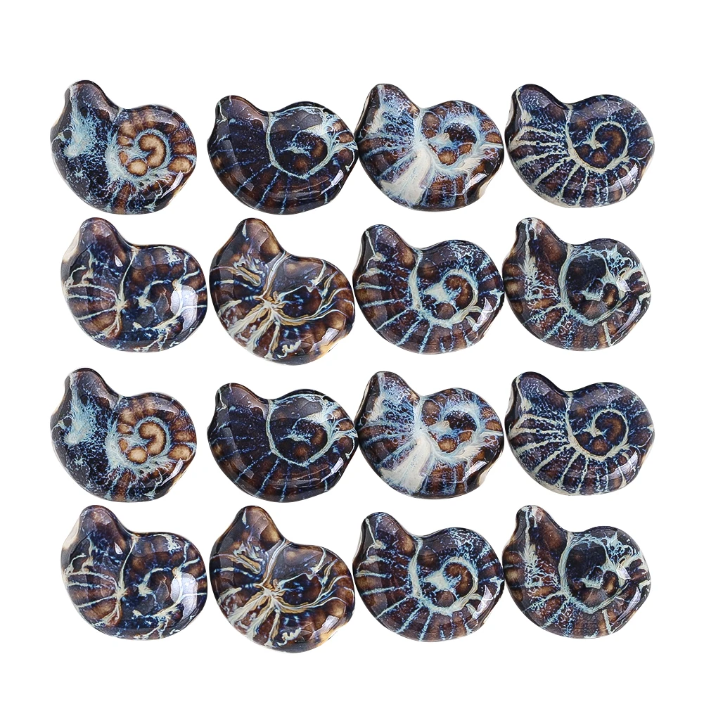 5 قطعة مادة السيراميك محارة على شكل ثقب واحد الخرز الأزرق العميق سلاسل الشاطئ المحيط تميمة DIY بها بنفسك التجميعات الفرعية صنع المجوهرات #3