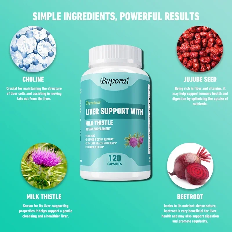 

Liver Support - Antioxidant Detoxifier Improves Liver Function Supports Fat Metabolism Cholesterol Lowering Supplement