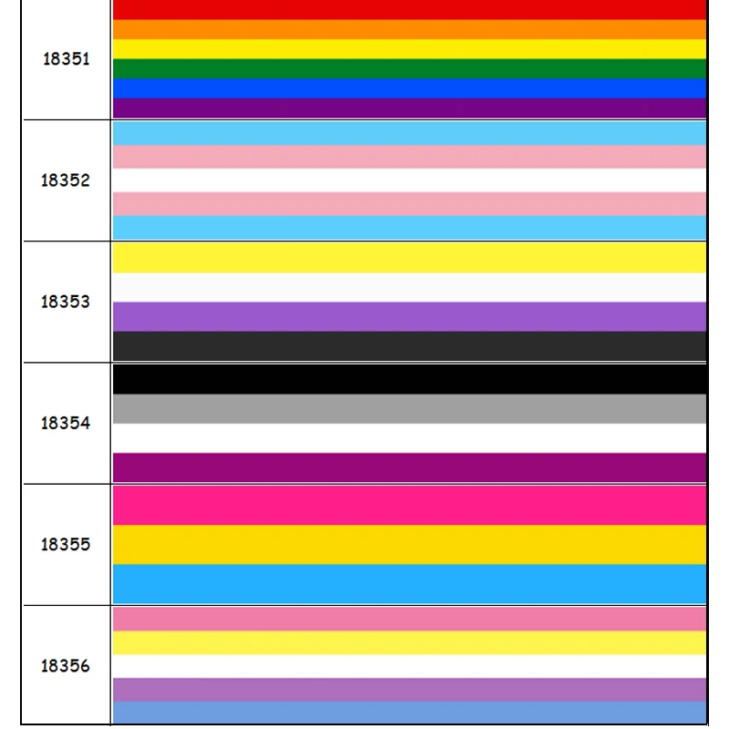DHK 50yards Pride Flag Stripe Printed Grosgrain Ribbon Accessories Material Headwear Decoration DIY Sewing Craft S2053