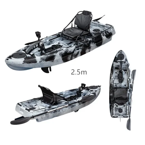 

Popular 2.5m Pedal Kayak Single Seat Top Hickayak Surfing and Fishing Made of Durable HDPE Hull Material