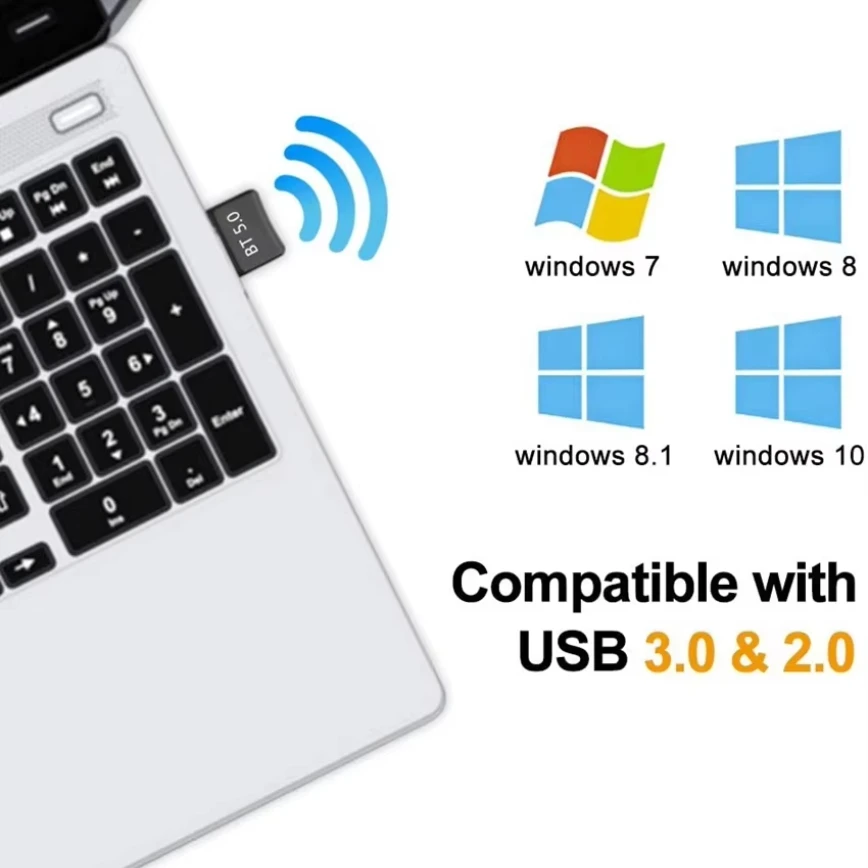USB Bluetooth 5.0 Adapter USB Wireless Bluetooth Transmitter Receiver For PC LAPTOP Bluetooth Speaker Mouse Keyboard Headset