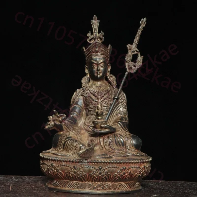 Hand-Carved Premium Pure Copper Padmasambhava Statue - 7.9