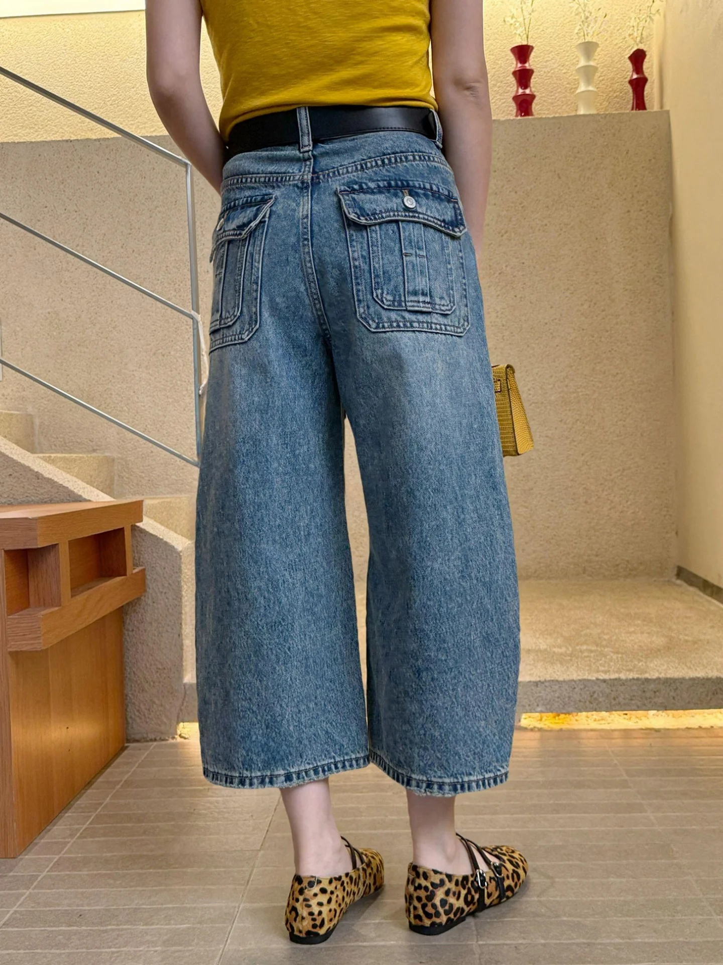 

American Style Wide Leg Jeans Women Summer Thin New Large Size Fat MM Slim Loose Eight Straight Tube Pants High Waist Straigh...