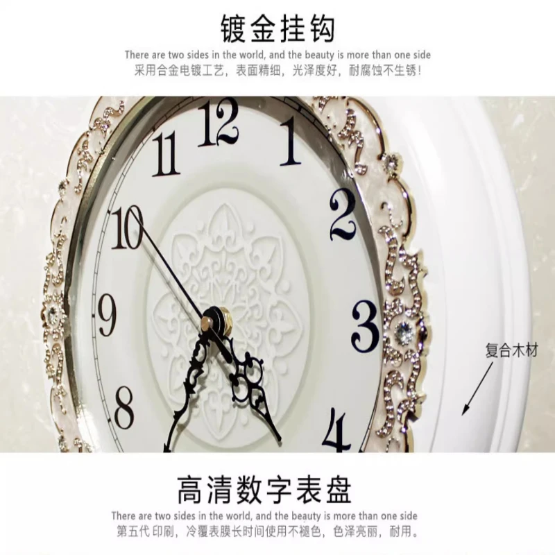 20 Inches Two Sides Wall Clock European Style Digital Clock Restaurant Mute Quartz Clock Corridor Mural Watch Home Decor Items