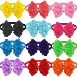 30pcs Valentine's Day Large Dog Bow Tie Pet Dog Grooming Product Chiffon Rose Style Dog Necktie Pet Supplies Dog Accessories