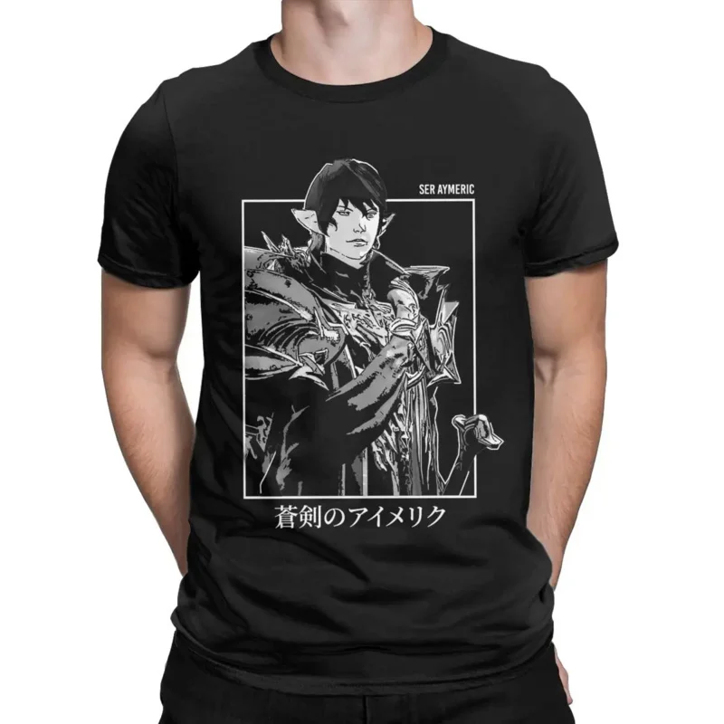 Final Fantasy FFXIV Ser Aymeric De Borel Heavensward T Shirts Men 100% Cotton T-Shirts O Neck Tees Short Sleeve Clothing Gift