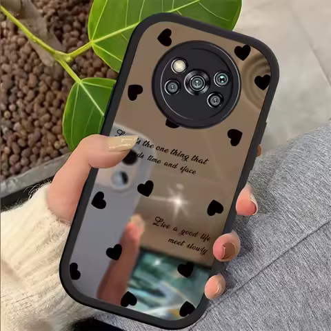Fashion Love Heart Print Case For Xiaomi Poco X 5 X5 Pro 5G X4 GT X3 Pro X3 NFC F5 F3 M4 M3 Pro Shockproof Mirror Soft Cover