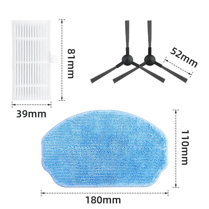 For Teendow G20, iMartine BR151, DEERMA S40, XIEBro Life BR151, MAMNV BR150 BR151, Conga M10, Midea VCR04G Brush Filter Mop