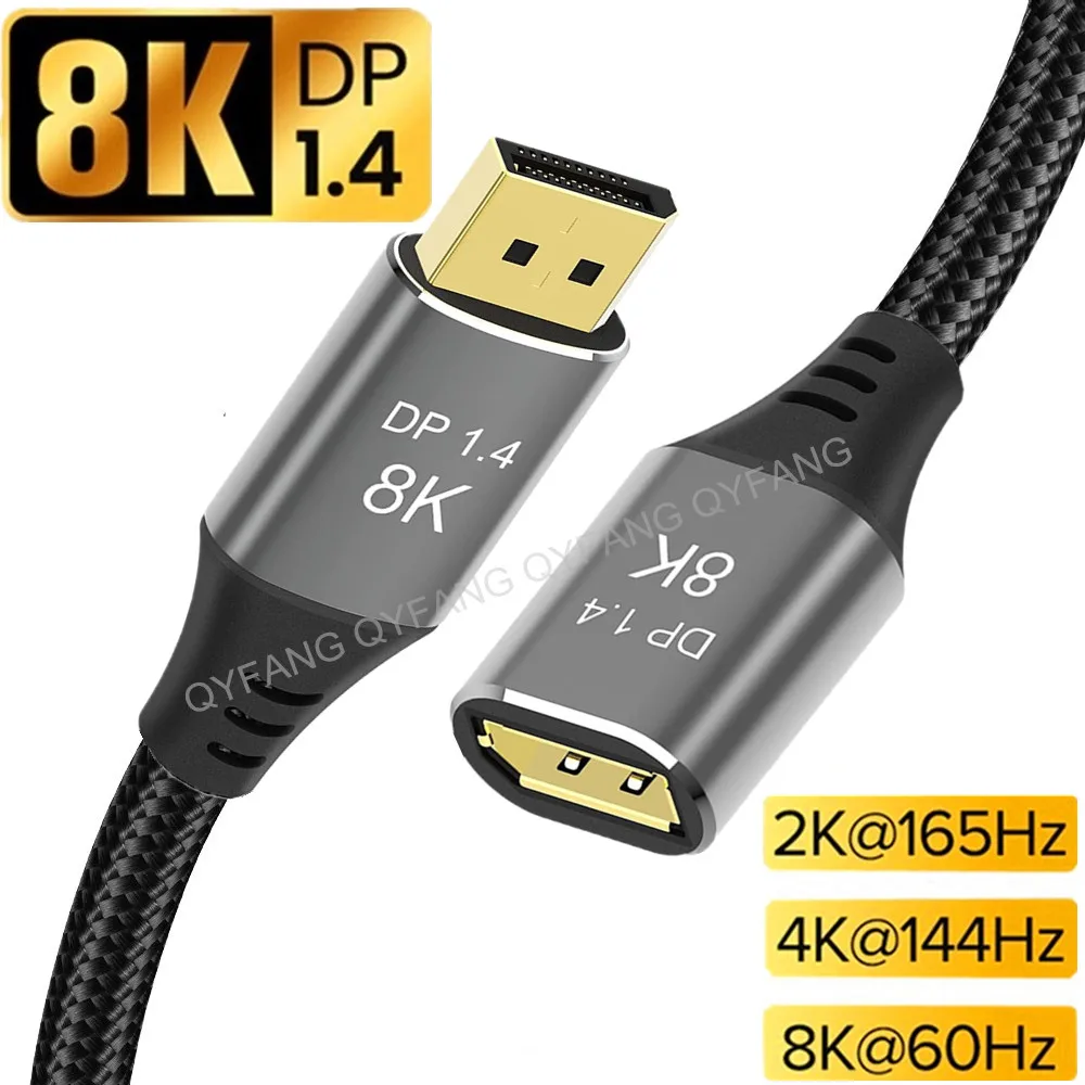 Kabel przedłużający DP 8K Port wyświetlacza kabel przedłużający DP 1.4 kabel męski na żeński do HDTV przełącznik do nintendo projektor DP Splitter