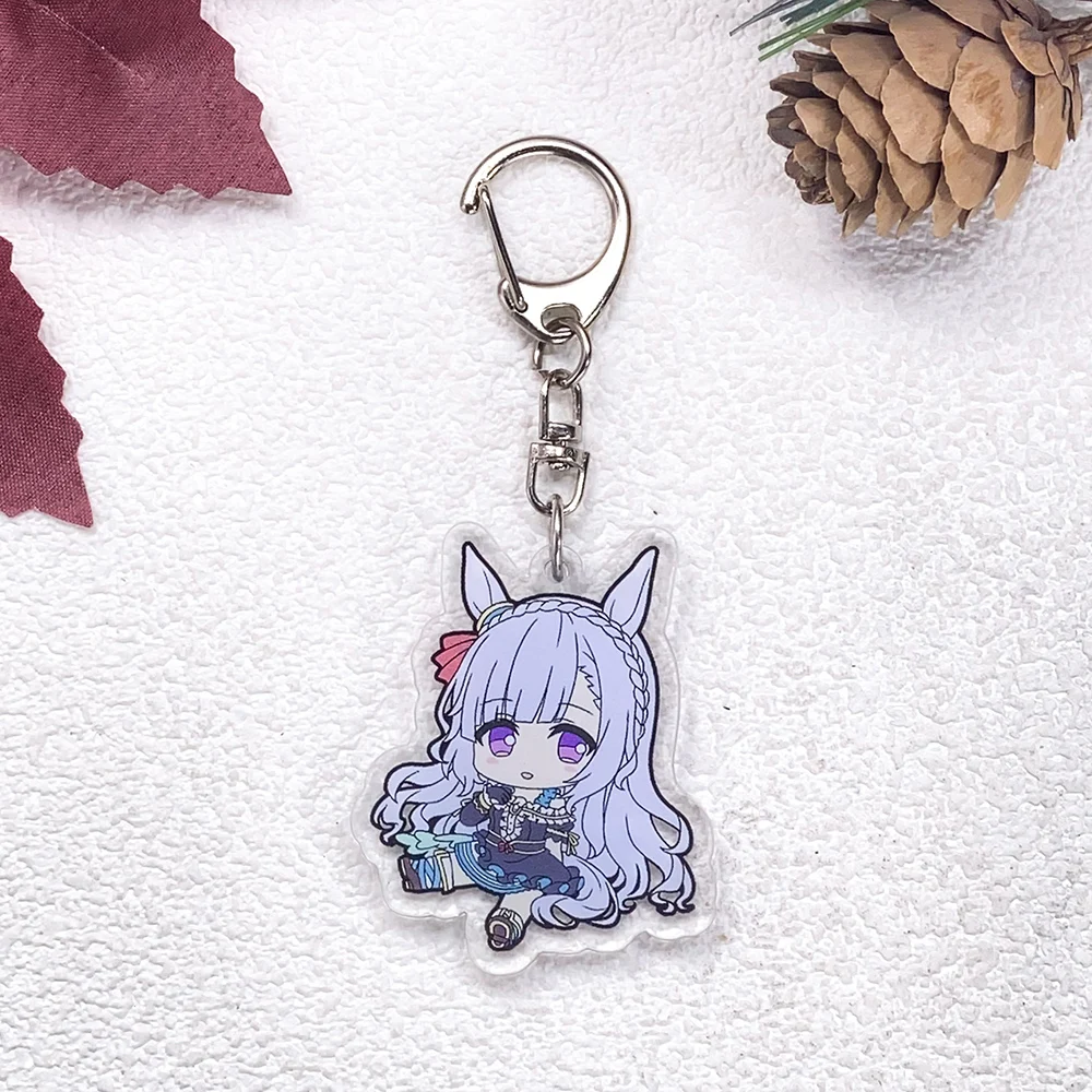 1/15Pcs Anime Figures Pretty Derby Keychain Accessories Acrylic Cute Charms Pendant For Bag Funny Key Holder Backpack Decoration