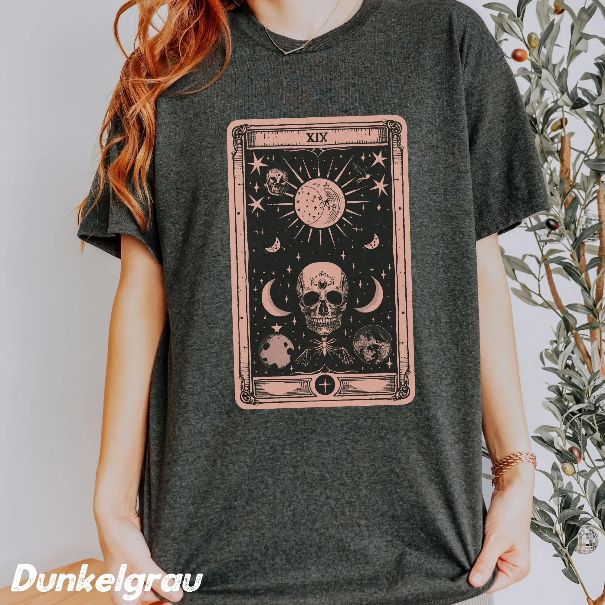 

Pink Halloween Tarot Cards T Shirt Retro Pastel Goth Grunge Alternative Celestial Skeleton Card Mystical
