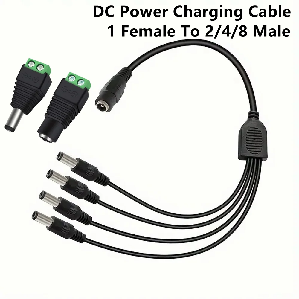 DC Power Charging Cable Splitter 5.5 x 2.1mm 1 in 2 4 8 Out Wire Power Splitter Cord With DC Connector For LED Light Camera