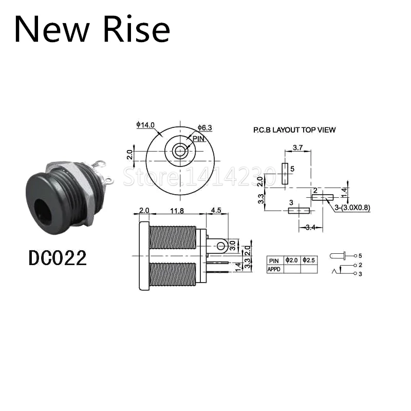 5 Seta/LOT High Quality DC022 5.5*2.1 / 5.5 x 2.1mm DC Power Socket/ DC Connector Panel Mounting DC-022 With Waterproof Cap