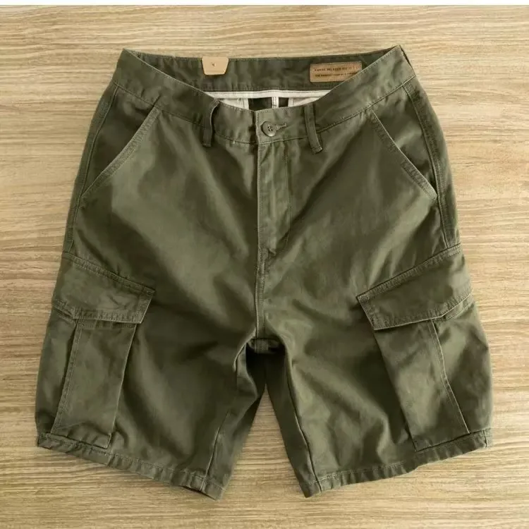 Loose Casual Men's Shorts Five Inches Elastic Waist Citywalk Cotton Summer Workwear Shorts Three Inches Micro Elastic