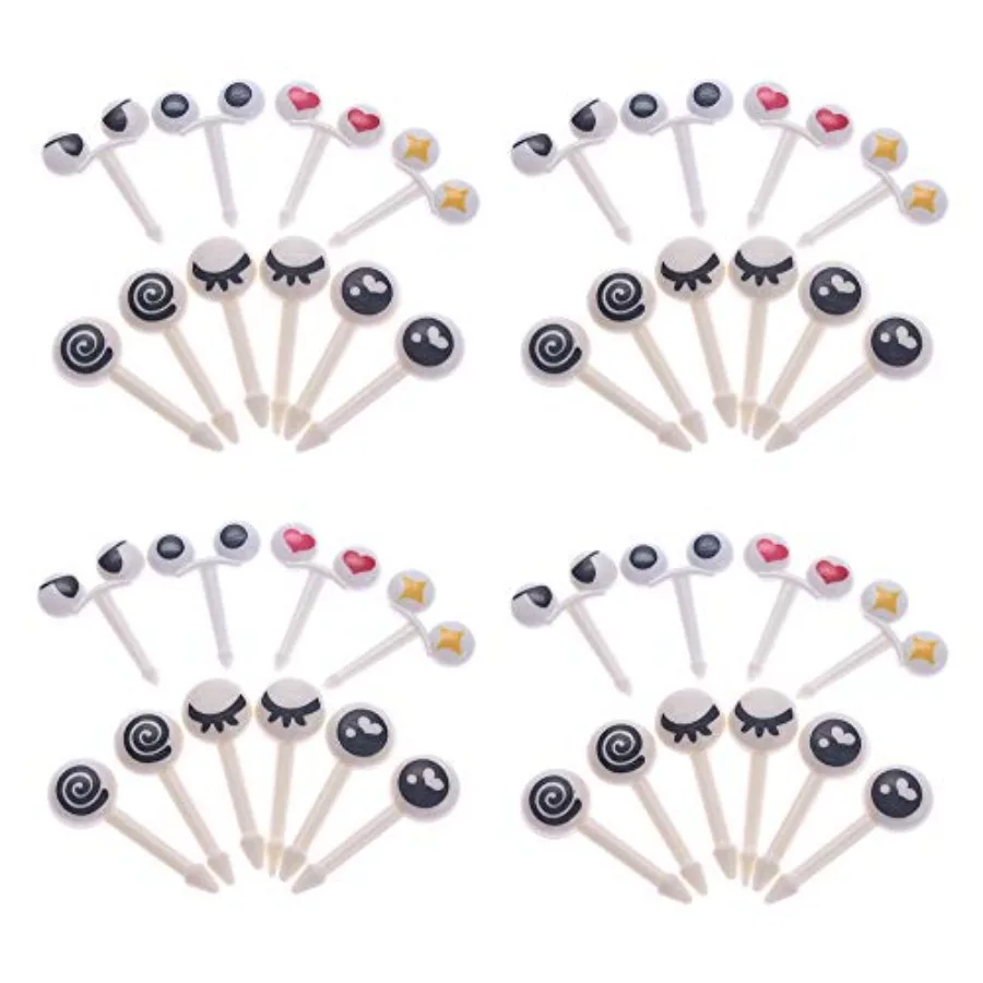 

RAYG 40-Piece Bento Box Food Picks Mini Cute Cartoon Plastic Fruit Toothpicks Adorable Eye-style Lunchboxes Picks