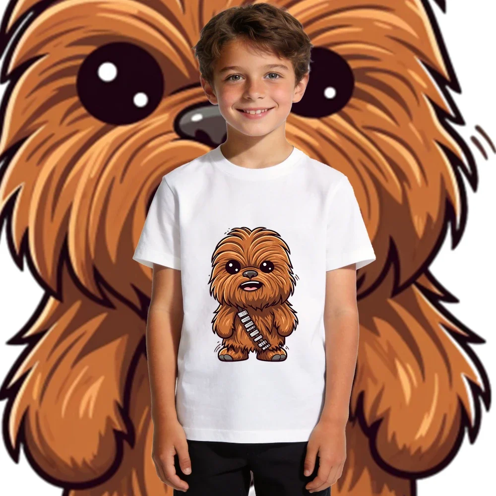 Star Wars Little Chewbacca Cartoon Print Kids Yellow T Shirt Light Short Sleeve Trendy Casual Wear For Little Boys view 2
