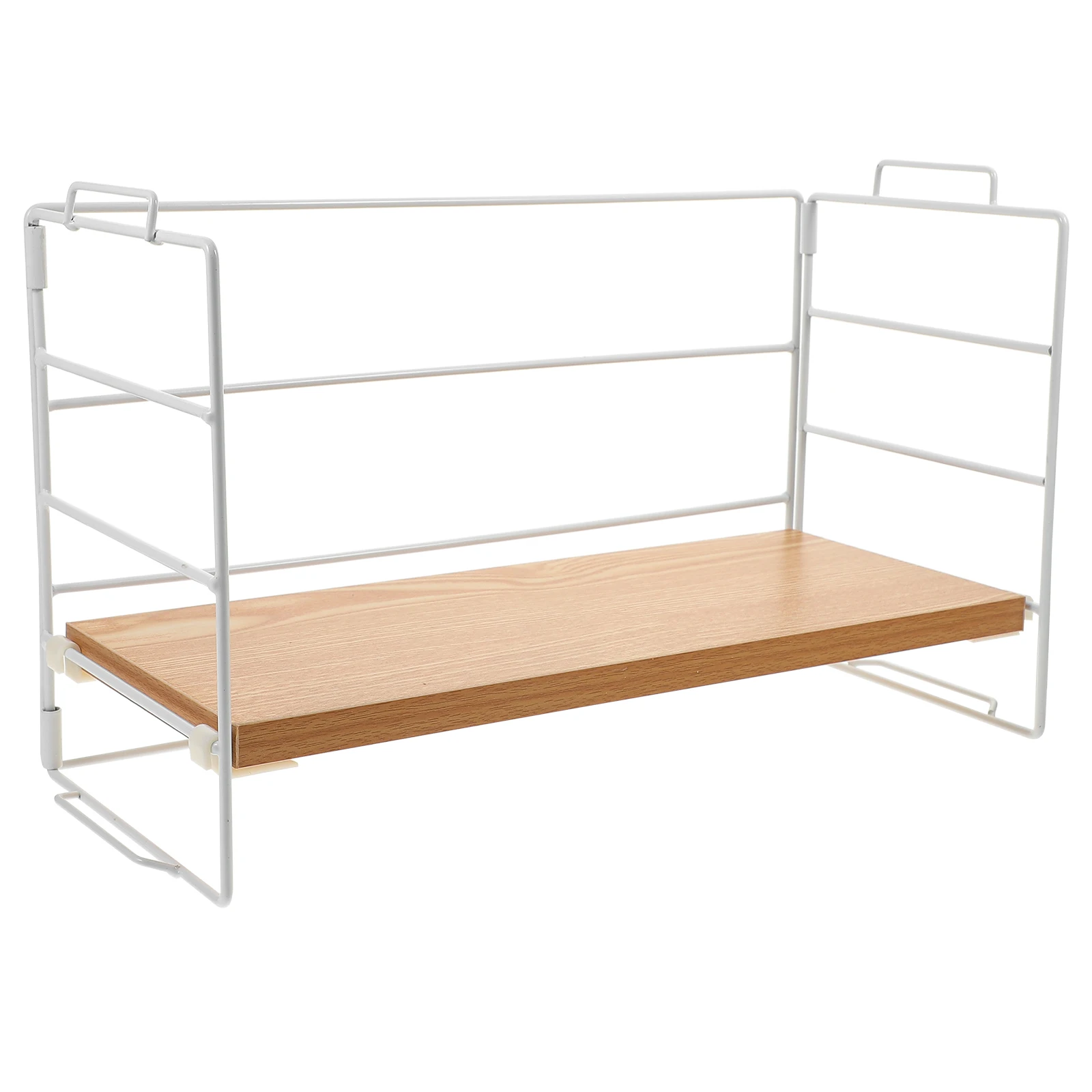 

Desktop Storage Rack Organizer Shelf Wood Iron Multi-Function Countertop Stand for Office Home School File Supplies Shelf
