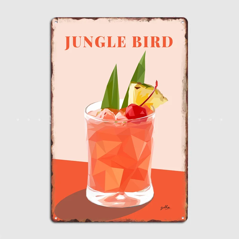 Low Poly Jungle Bird Cocktail Metal Sign Pub Club Vintage Custom Bar Bedroom Home Wall Decor Poster Room Decoration
