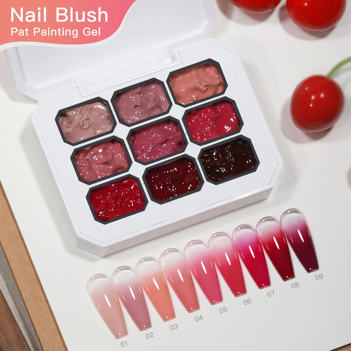 AS 9 Farben Pat Painting Gel Nagellack-Set, Blooming Transfer Design UV LED Soak-Off Gel Lack, Farbverlauf Pat Gel Palette Kit