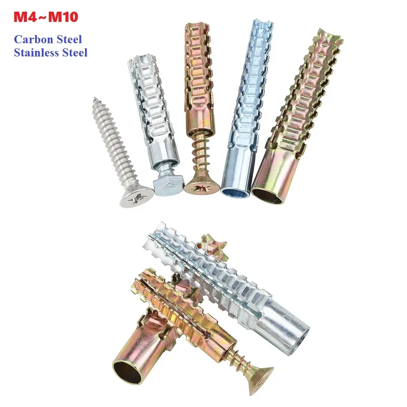 

M4-M10 Metal Expansion Tube Self Tapping Hexagonal/Flat Screws Sets Drilling Plug Screw For Concrete Wall Anchors FastenersBolts