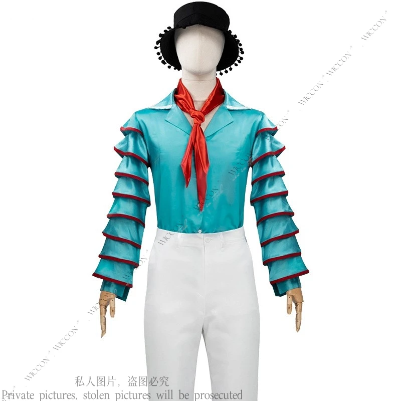 The Movie Cos Mask Cosplay Costume pour hommes et femmes, chemise, pantalon, chapeau, Kpiece de la présidence, fête d'Halloween, masque amusant, performance verte, gril