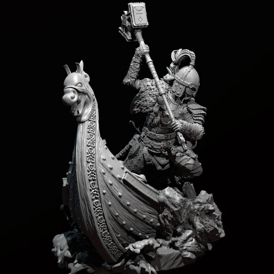 

Фигурка из смолы высотой 75 мм, пиратский воин викингов, сборная модель, комплект в разобранном виде, неокрашенная игрушка для 3D-печати 735