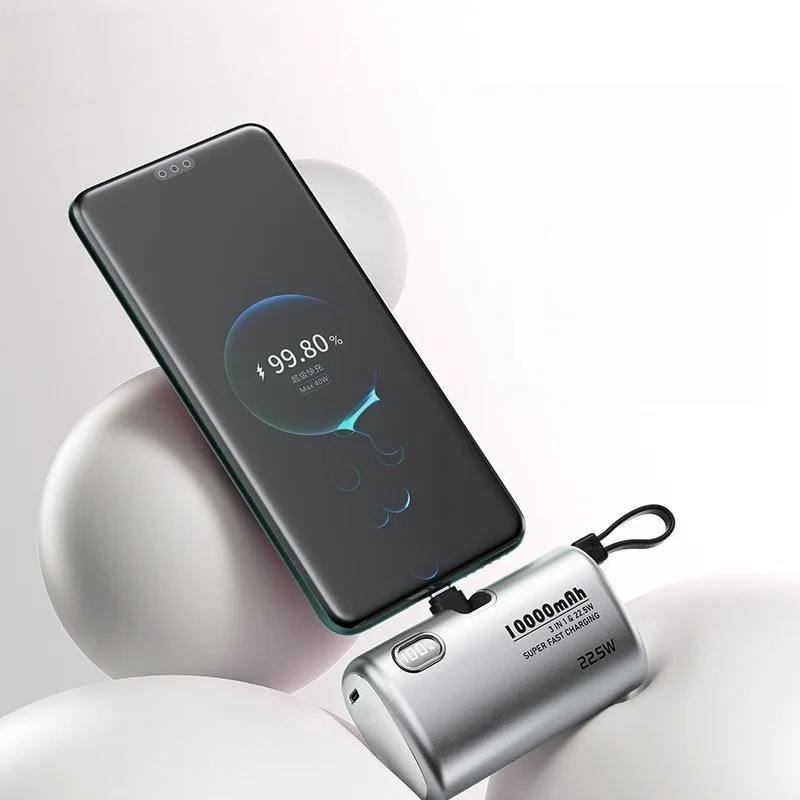 22.5W 10000mAh Capsule Mini Power Bank Portable Fast Charging Power Bank Compact External Battery for Smartphones Compact size
