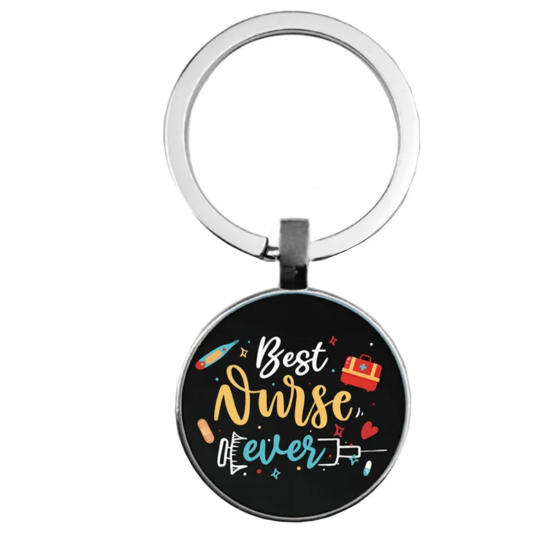 Popular Jewelry Dome Glass Alloy Keychain Nurse's Day Creative Copy Gift