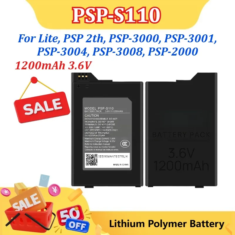 

New PSP-S110 1200mAh 3.6V Battery Pack for Lite, PSP 2th, PSP-3000, PSP-3001, PSP-3004, PSP-3008, PSP-2000