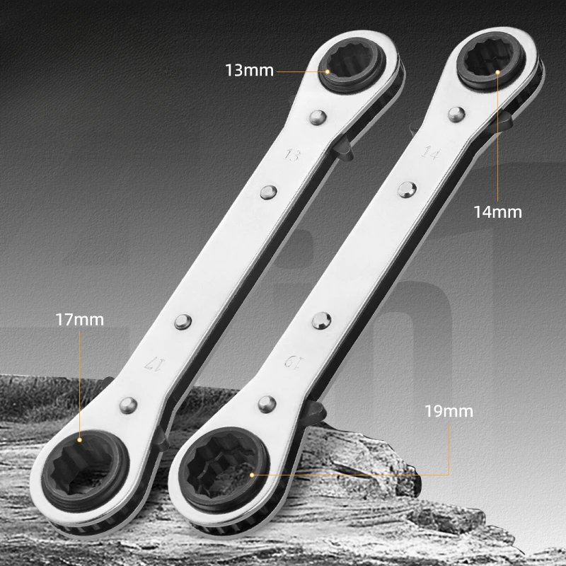 4 in 1 Ratcheting Wrench Set with Double Head, Dual Directional Gears, Fast and Labor-Saving for Cars and Bikes 6~21mm