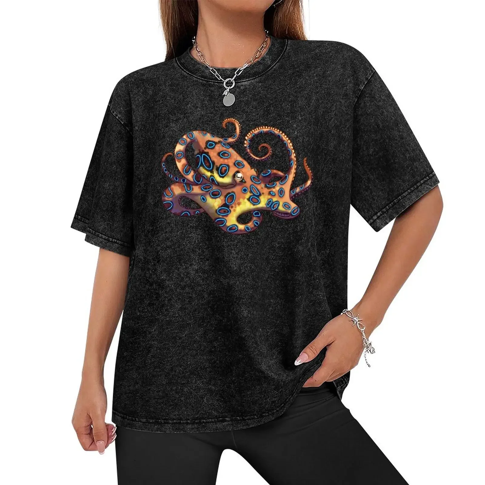 Blue-Ringed Octopus T-Shirt shirts graphic basketball graphic tees rapper graphic tees baggy shirts black t-shirts for men