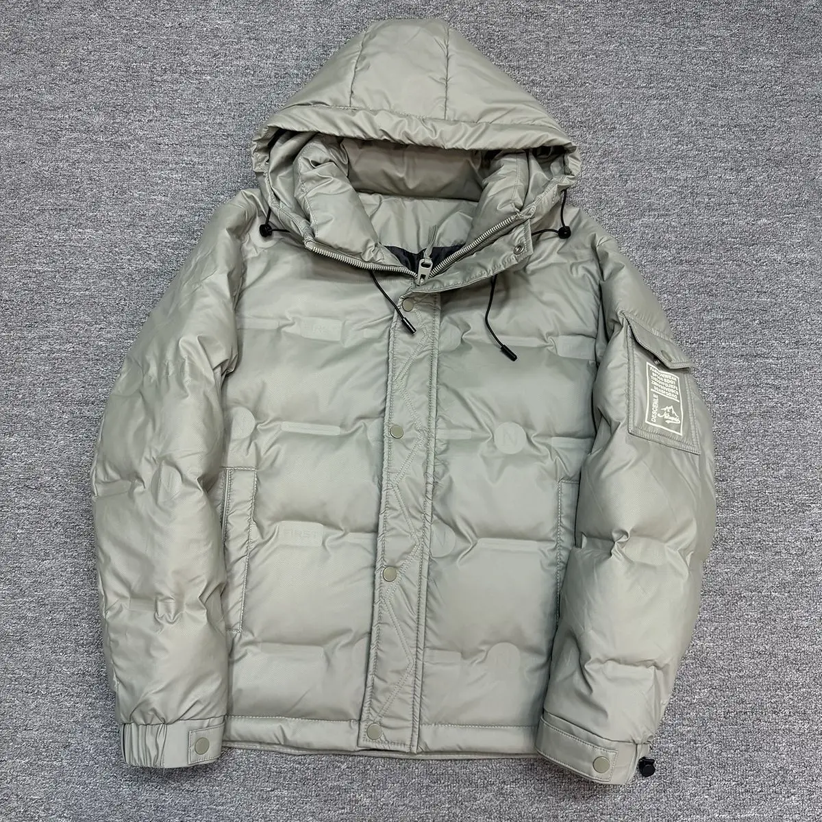 Winter White Duck Down Coats Hooded Down Jacket For Men Hip Hop Full Print Cold Proof Warm Short styles Cargo Down Jacket