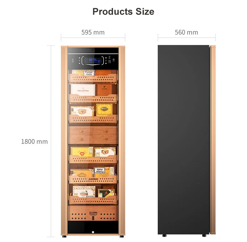 Glass Top Electric Cigar Cabinet Humidor Cedar Frame Unique Cigar Humidor with Hygrometer Humidifier