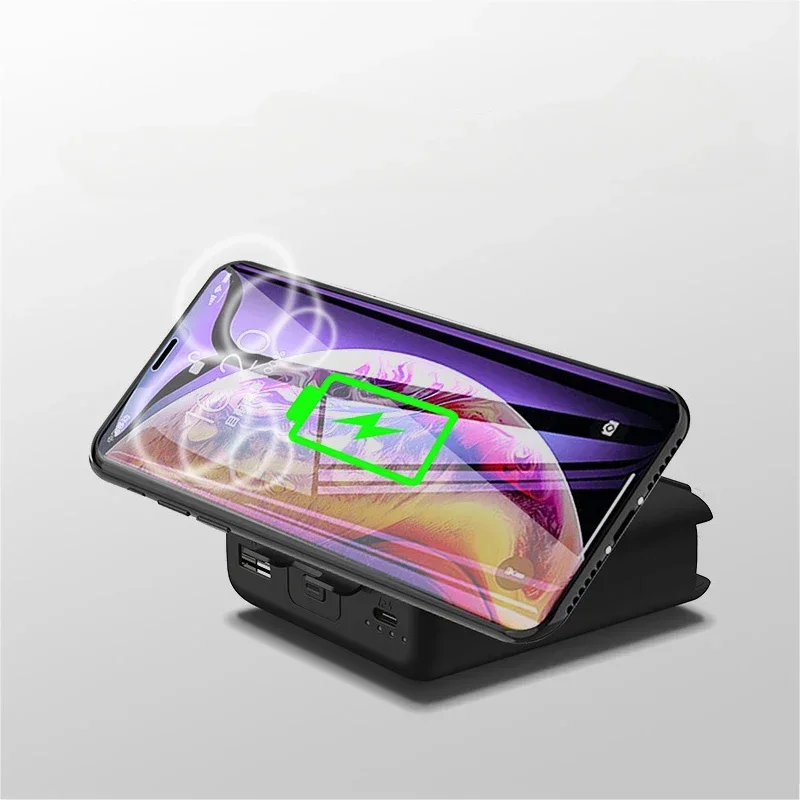 For IPhone 14 Samsung Xiaomi Powerbank Wall Adapter 4 in 1 Wireless Charging Power Bank with AC Plug  Fast Charger 10000mAh