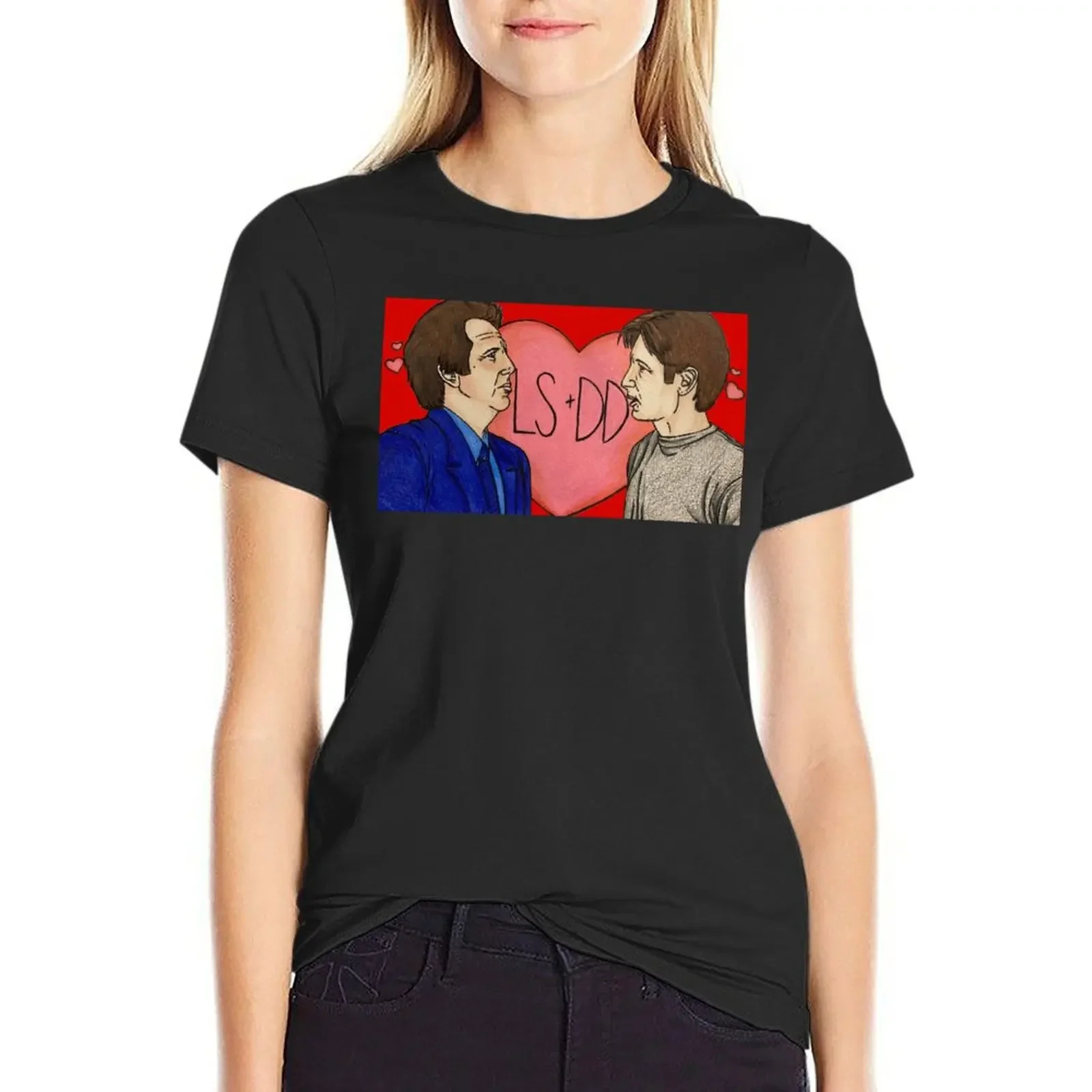 

Larry Sanders David T-Shirt blacks graphics Blouse heavyweights t-shirt dress for Women long