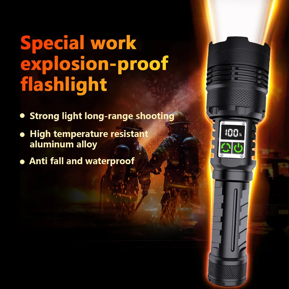 Most Powerful Explosion-proof LED Flashlight Strong Light Lantern USB Rechargeable Long Range Tactical Torch Lamp